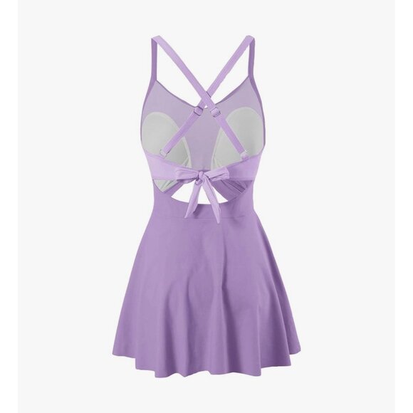 Women's One Piece Swim Dress Wrap Swimsuits Tummy Control Cutout V Neck Size L - Picture 3 of 7